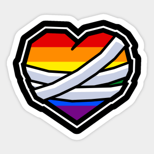 Mending Heart with Pride Flag Colours - Healing - LGBTQ+ - Mending Heart Sticker